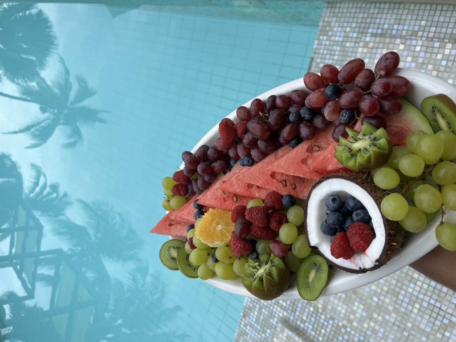 Fruit platter by the pool